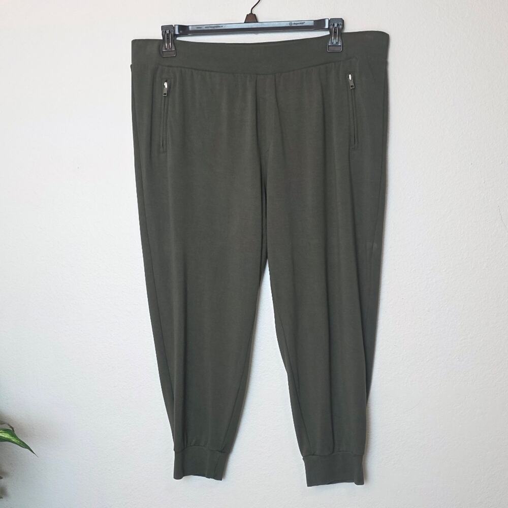 TORRID Relaxed Fit Jogger Lightweight Ponte Mid-Rise Pant In Green Plus Size 2X - Picture 2 of 13